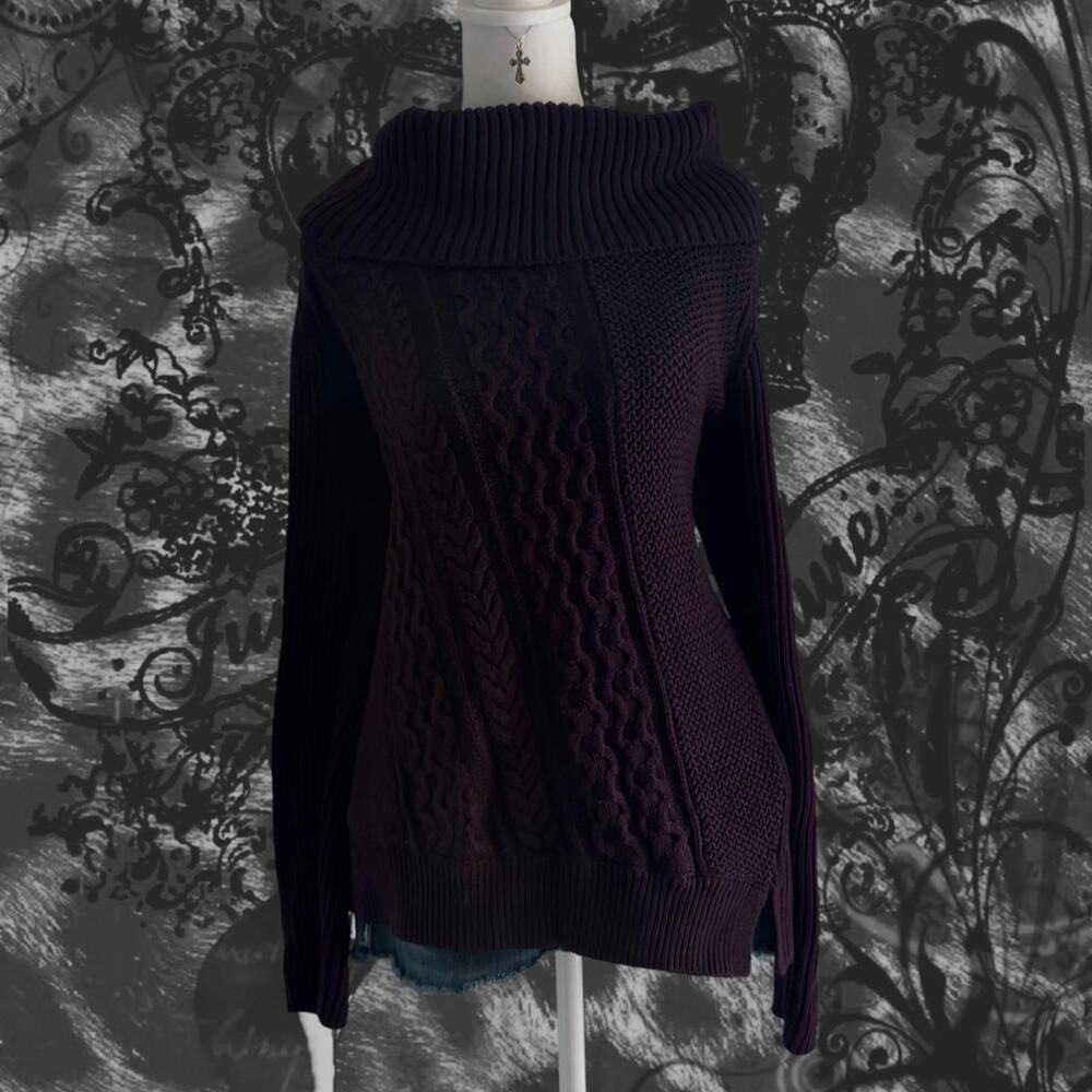 super dark purple elevated basic whimsigoth dark romantic knit top